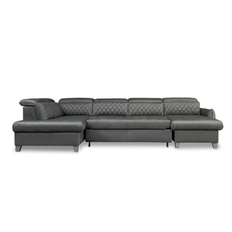 Coltar U Extensibil Cu Lada Tiago, Stanga, 6 Locuri, Tetiere Reglabile, Gri, 330 Cm-01