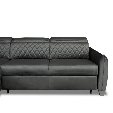 Coltar Extensibil Cu Otoman Stanga Cu Lada Tiago, 5 Locuri, Tetiere Reglabile, Albastru, 255 Cm MONOLITH84-01