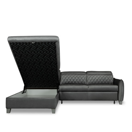 Coltar Extensibil Cu Otoman Stanga Cu Lada Tiago, 5 Locuri, Tetiere Reglabile, Albastru, 255 Cm MONOLITH84-01