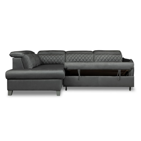 Coltar Extensibil Cu Otoman Stanga Cu Lada Tiago, 5 Locuri, Tetiere Reglabile, Albastru, 255 Cm MONOLITH84-01