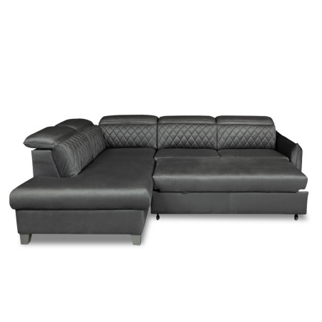 Coltar Extensibil Cu Otoman Stanga Cu Lada Tiago, 5 Locuri, Tetiere Reglabile, Albastru, 255 Cm MONOLITH84-01