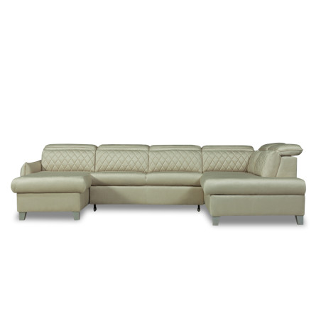 Coltar U Extensibil Tiago, Dreapta, 6 Locuri, Tetiere Reglabile, Crem 330 Cm-01