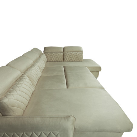 Coltar U Extensibil Tiago, Dreapta, 6 Locuri, Tetiere Reglabile, Crem 330 Cm-01