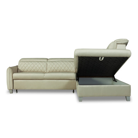 Coltar Extensibil Cu Otoman Dreapta Cu Lada Tiago, 5 Locuri, Tetiere Reglabile, Crem, 255 Cm-01