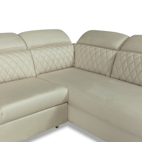 Coltar Extensibil Cu Otoman Dreapta Tiago, 5 Locuri, Tetiere Reglabile, Crem, 255 Cm-01