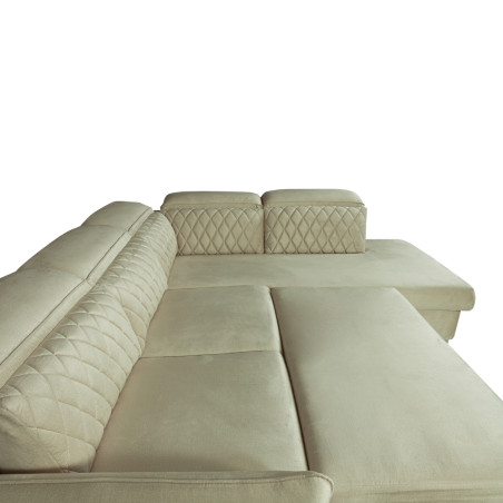 Coltar Extensibil Cu Otoman Dreapta Tiago, 5 Locuri, Tetiere Reglabile, Crem, 255 Cm-01