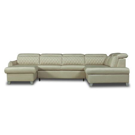 Coltar U Extensibil Cu Lada Tiago, Dreapta, 6 Locuri, Tetiere Reglabile, Crem, 330 Cm-01