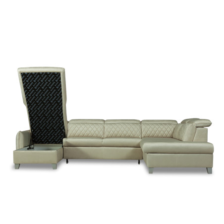 Coltar U Extensibil Cu Lada Tiago, Dreapta, 6 Locuri, Tetiere Reglabile, Crem, 330 Cm-01