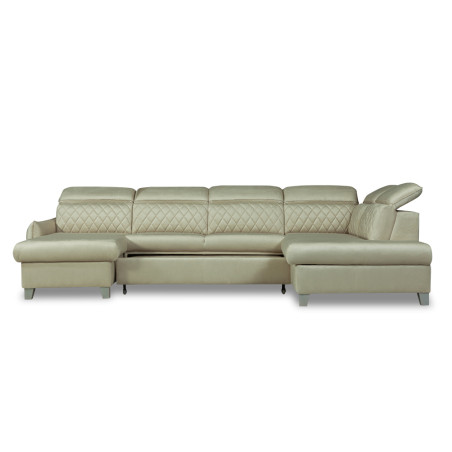 Coltar U Extensibil Cu Lada Tiago, Dreapta, 6 Locuri, Tetiere Reglabile, Crem, 330 Cm-01