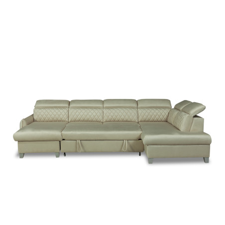 Coltar U Extensibil Cu Lada Tiago, Dreapta, 6 Locuri, Tetiere Reglabile, Crem, 330 Cm-01
