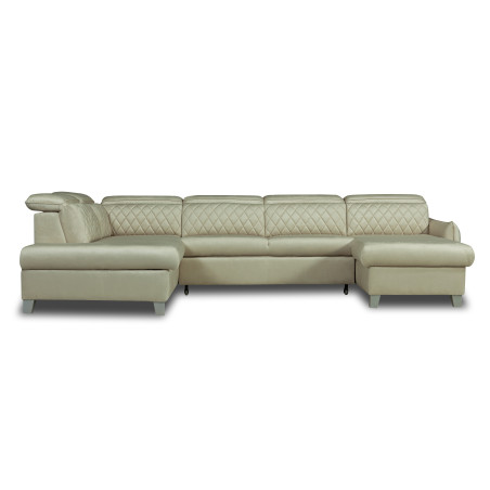 Coltar U Extensibil Cu Lada Tiago, Stanga, 6 Locuri, Tetiere Reglabile, Crem 330 Cm-01