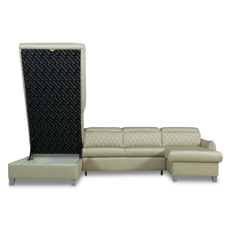 Coltar U Extensibil Cu Lada Tiago, Stanga, 6 Locuri, Tetiere Reglabile, Crem 330 Cm-01