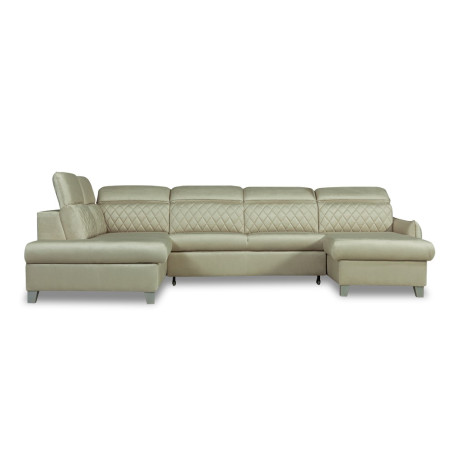 Coltar U Extensibil Cu Lada Tiago, Stanga, 6 Locuri, Tetiere Reglabile, Crem 330 Cm-01