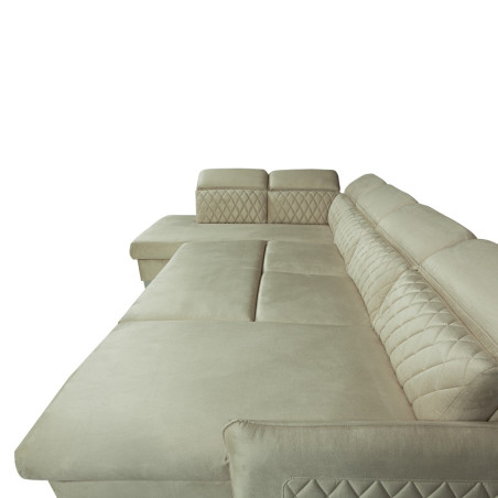 Coltar U Extensibil Cu Lada Tiago, Stanga, 6 Locuri, Tetiere Reglabile, Crem 330 Cm-01