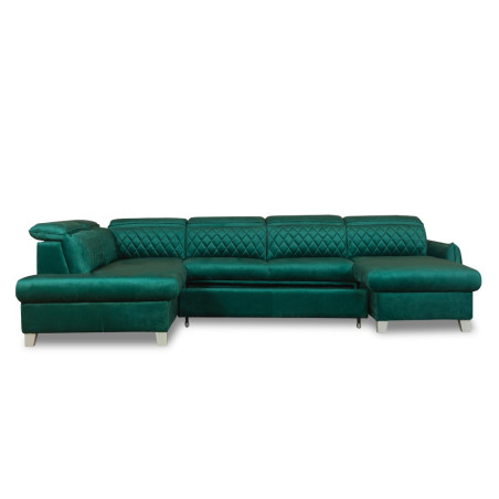Coltar U Extensibil Cu Lada Tiago, Stanga, 6 Locuri, Tetiere Reglabile, Verde 330 Cm MONOLITH 37-01