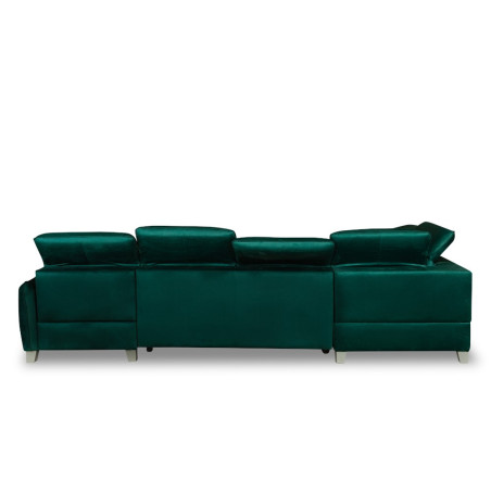 Coltar U Extensibil Cu Lada Tiago, Stanga, 6 Locuri, Tetiere Reglabile, Verde 330 Cm MONOLITH 37-01