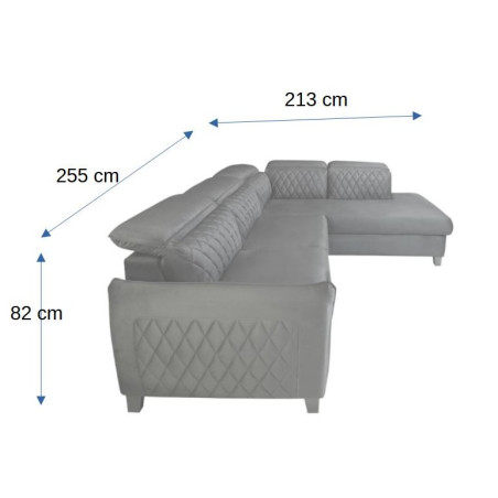 Coltar Extensibil Cu Otoman Dreapta Cu Lada Tiago, 5 Locuri, Tetiere Reglabile, Crem, 255 Cm-01