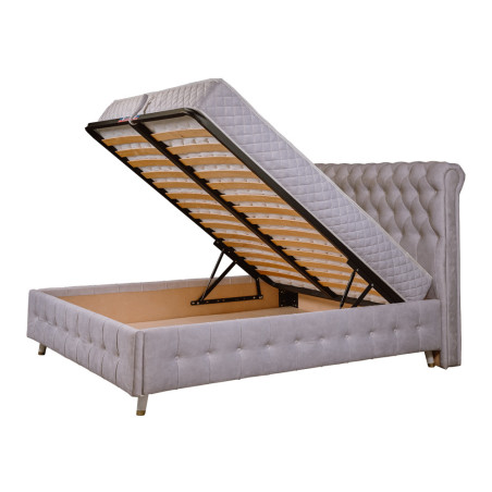 Set Dormitor Saint Tropez Alb, Pat Tapitat Cu Dimensiune Saltea 160 X 200, Dulap Cu Usi Culisante, 2 Noptiere, Vopsit Alb-01