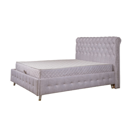 Set Dormitor Saint Tropez Alb, Pat Tapitat Cu Dimensiune Saltea 160 X 200, Dulap Cu Usi Culisante, 2 Noptiere, Vopsit Alb-01