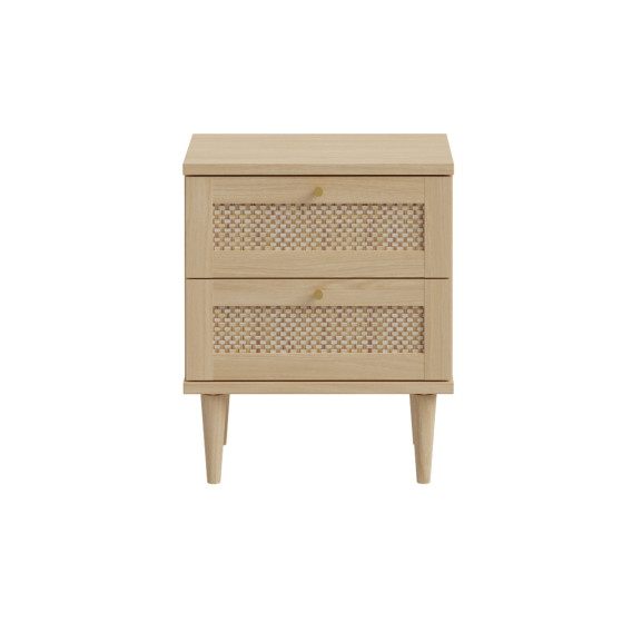 Noptiera Charleston, Stejar Elegancia cu Polyrattan, 50.4 Cm