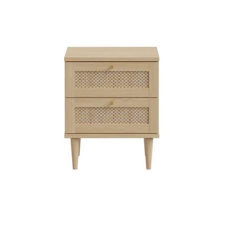 Noptiera Charleston, Stejar Elegancia cu Polyrattan, 50.4 Cm-01