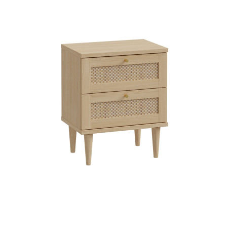 Noptiera Charleston, Stejar Elegancia cu Polyrattan, 50.4 Cm-01
