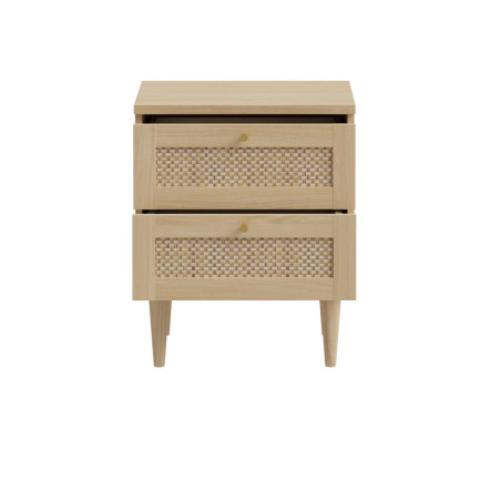 Noptiera Charleston, Stejar Elegancia cu Polyrattan, 50.4 Cm-01