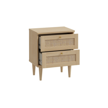 Noptiera Charleston, Stejar Elegancia cu Polyrattan, 50.4 Cm-01