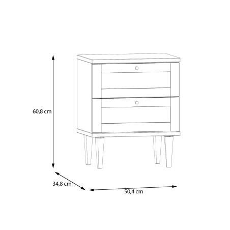 Noptiera Charleston, Stejar Elegancia cu Polyrattan, 50.4 Cm-01