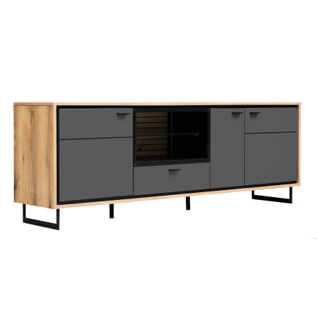 Comoda TV 3 Usi Cu 1 Nisa Si 1 Sertar Sonata Akustik Royal Grey 200 Cm-01