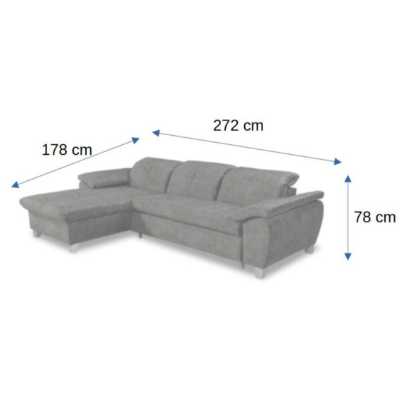 Coltar Extensibil Cu Insula Stanga Sevilia Lux, 5 Locuri, Tetiere Reglabile, Maro, 272 Cm