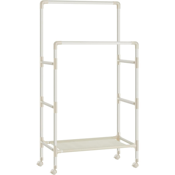 Suport Metalic Pentru Haine Cu 2 Bare Si 1 Raft, 83 Cm