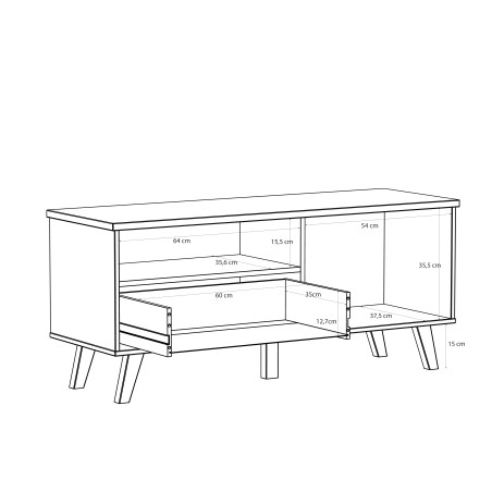 Comoda TV Mica Cu 1 Usa Si 1 Sertar Vankka, Stejar Pardosit Si Alb, 124.4 Cm-01
