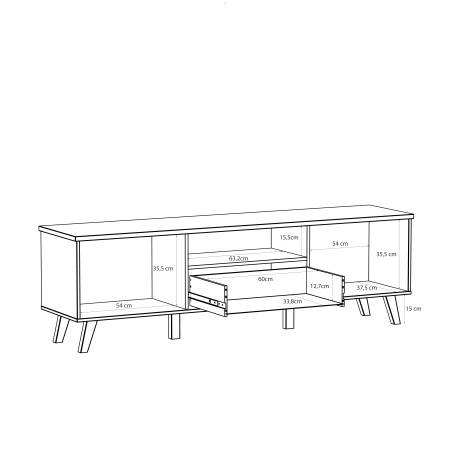 Comoda TV Mare Cu 2 Usi Si 1 Sertar Vankka, Stejar Pardosit Si Alb, 179.1 Cm-01