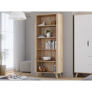 Etajera Mare Vankka, Stejar Pardosit Si Alb, 84.7 Cm