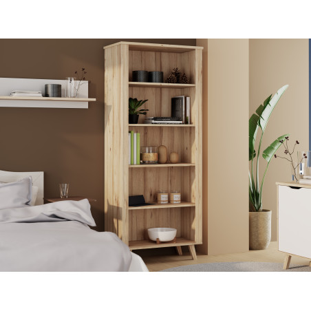 Etajera Mare Vankka, Stejar Pardosit Si Alb, 84.7 Cm-01