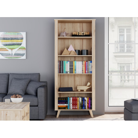 Etajera Mare Vankka, Stejar Pardosit Si Alb, 84.7 Cm-01