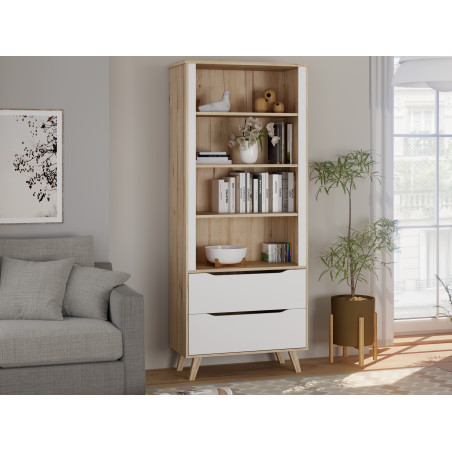 Etajera 2 Sertare Vankka, Stejar pardosit Si Alb, 84.7 Cm-01