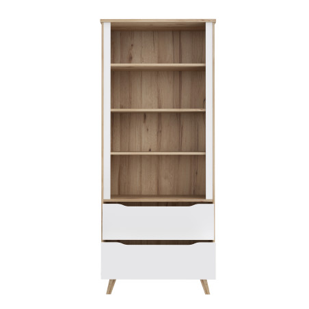 Etajera 2 Sertare Vankka, Stejar pardosit Si Alb, 84.7 Cm-01