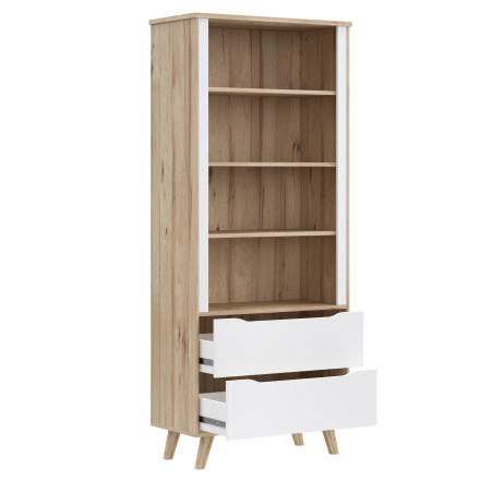 Etajera 2 Sertare Vankka, Stejar pardosit Si Alb, 84.7 Cm-01