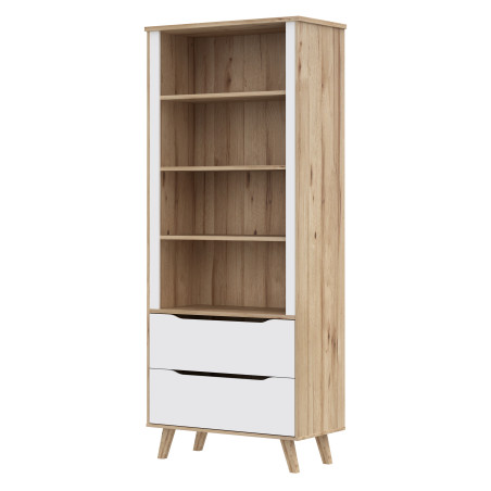 Etajera 2 Sertare Vankka, Stejar pardosit Si Alb, 84.7 Cm-01