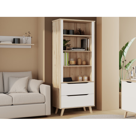 Etajera 2 Sertare Vankka, Stejar pardosit Si Alb, 84.7 Cm-01