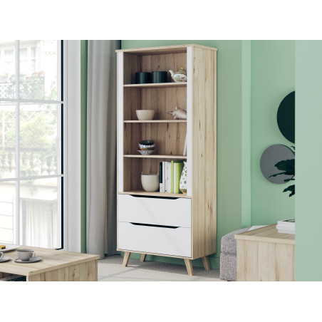Etajera 2 Sertare Vankka, Stejar pardosit Si Alb, 84.7 Cm-01