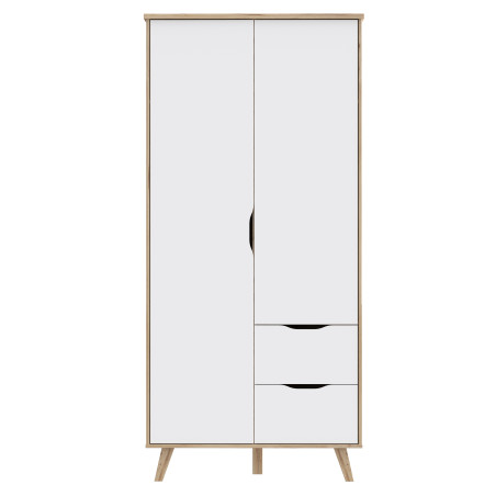 Dulap 2 Usi Si 2 Sertare Vankka, Stejar Pardosit Si Alb, 94.7 Cm-01