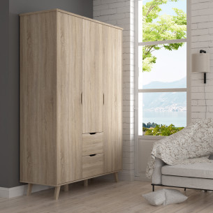 Dulap 3 Usi Si 2 Sertare Vankka, Stejar Sonoma, 139.4 Cm
