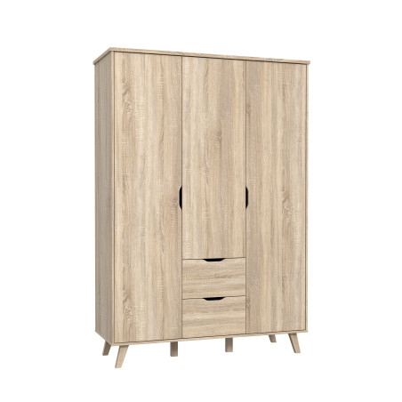 Dulap 3 Usi Si 2 Sertare Vankka, Stejar Sonoma, 139.4 Cm-01