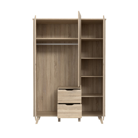Dulap 3 Usi Si 2 Sertare Vankka, Stejar Sonoma, 139.4 Cm-01