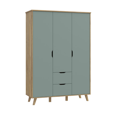 Dulap 3 Usi Si 2 Sertare Vankka, Stejar Mauvella Si Verde Menta, 139,4 Cm-01