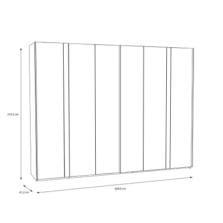 Dulap Tuberoze Cu 2 Usi Culisante, Negru Si Stejar Catania Si Negru super lucios, 269.9  Cm-01