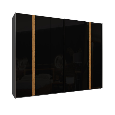 Dulap Tuberoze Cu 2 Usi Culisante, Negru Si Stejar Catania Si Negru super lucios, 269.9  Cm-01